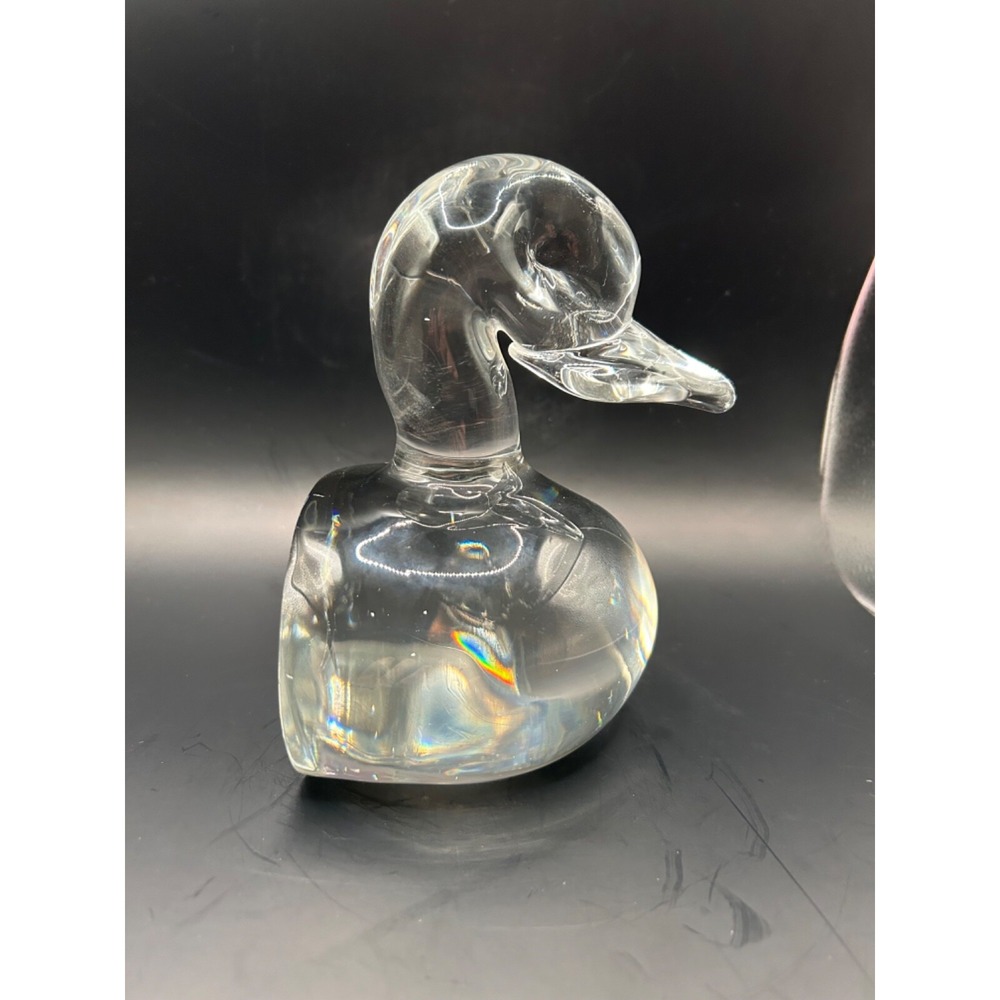 RARE Crystal duck bookend figurine high quality Dimpled Eyes 6.5 in tall - Picture 3 of 16
